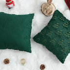 Christmas Pillow Covers 20x20 inch Set of 2 Soft Plush Faux Fur Christmas Decor Green Xmax Tree Yellow Colored Lights Decoration Throw Pillow Case for Winter Holiday Sofa Living Room PT003A20