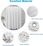 AmazerBath White Shower Curtain Fabric, Waffle Shower Curtain Polyester, Luxury Cloth Shower Curtains for Bathroom, Hotel Quality, Machine Washable, Heavy Duty, 72 x 72 Inches (Matte White)