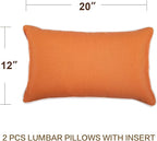 JMGBird Outdoor Pillows Waterproof Set of 2 Outdoor Lumbar Pillows with Insert Included 12×20 Inch Outdoor Pillow for Patio Furniture