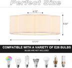 Modern Drum Semi Flush Mount Ceiling Light 3-Lights Modern 17.71" White Drum Ceiling Lighting Fixture Vintage Modern Linen Ceiling Lamp for Kitchen, Basement, Bedroom, Laundry Room