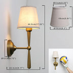 Yosoan Brass Linen Shade Bedside Vanity Wall Sconce Set of 2, Vintage Industrial Hardwired Indoor Boho Gold Wall Mounted with Funnel Textile for Bedroom Stairwell Hallway (Antique)