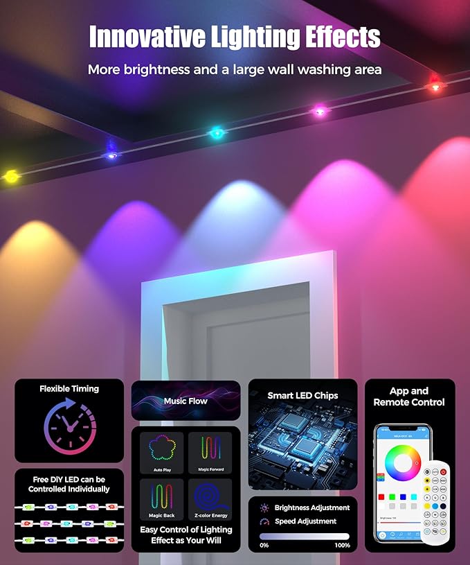 POOFZY Permanent Outdoor Lights for House,50ft RGB+IC Smart Outdoor Decor, 50 Scene Modes,App/Remote Control,IP67 Waterproof,for Christmas,Halloween,Daily & Holiday Party Decor,House Roof Lighting