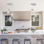 Chrome Pendant Lighting Modern Pendant Light, Mini Crystal Chandeliers,Adjustable Pendant Light Fixture for Kitchen Island Dinning Room Corridor Bedroom…(Gold 3-Light)
