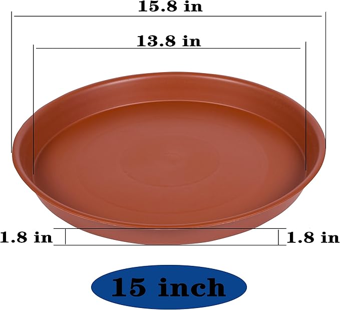 4 Pack of 16 inch Plant Saucer, Heavy Duty Plastic Saucer 16" Round, Plant Trays for Pots, Flower Plant Saucers for Indoors, Plant Trays for Planter 14"/15"/16" (16 inch, Terracotta)