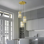 Gold Pendant Lighting Modern Pendant Light, Mini Crystal Chandeliers,Adjustable Pendant Light Fixture for Kitchen Island Dinning Room Corridor Bedroom(Gold 3-Light)