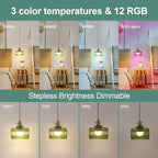 Battery Operated Pendant Light 5000mAh Rechargeable Chandelier with Remote Control Wireless Adjustable Hanging Green Striped Light for Kitchen Island Dining Room Hallway