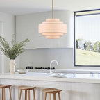 Modern 19.7" Drum Chandelier 4-Lights Vintage Modern Chandelier Light Fixture with Linen Shade Retro Farmhouse Drum Chandeliers for Dining Room, Kitchen Island, Living Room, Bedroom