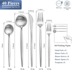 40 Piece Silverware Set Service for 8, EIUBUIE Premium Stainless Steel Cutlery Set, Matte Finish Unique Flatware Sets, Modern Kitchen Tableware Eating Utensil Sets Include Spoons Forks Knives