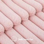 decorUhome Faux Fur Throw Pillow Covers 12x20 Set of 2, Decorative Soft Plush Striped Lumbar Neutral Couch Euro Pillow Covers with Velvet Back for Sofa, Bed, Living Room Home Decor, Pink