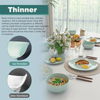 Yoshy 12-Piece Green Bone China Dinnerware with Lightweight Durable Chip Resistant Design Service for 4