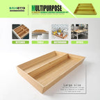 2-Piece V-Shaped Bamboo Drawer Organizer - Ideal for Kitchen's Large Long Tableware, Cooking Utensils, Flatware, Silverware - Wood Storage Box for Home, Bedroom, Bathroom (19.6"x12.4" & 19.6"x7.8")
