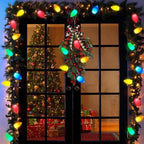 C9 Christmas LED String Lights, 23 Ft LED Vintage Multicolor Lights with 35 LED C9 Colorful Light Bulbs, Outdoor String Lights for Christmas Party Backyard Wedding- Green Wire