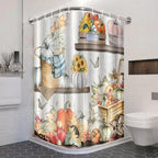 Fall Pumpkin Shower Curtain Autumn Leaves Sunflower Farmhouse Harvest Thanksgiving Bathroom Curtains Waterproof Polyester Fabric Bath Curtain 72 x 72 Inch with 12 Plastic Hooks