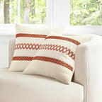 MIULEE Set of 2 Burnt Orange Fall Decorative Pillow Covers 18x18 Inch Farmhouse Rustic Boho Couch Throw Pillows Modern Cotton Cushion Covers Retro Cute Macrame Woven Home Decor for Bed Sofa Chair