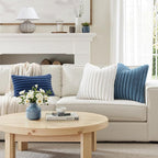 MIULEE Faux Fur Lumbar Decorative Throw Pillow Covers 12x20 Inch Set of 2, Coastal Modern Art Home Decor Soft Plush Couch Pillows Cozy Fluffy Cushion Covers for Sofa Bed Grey Blue