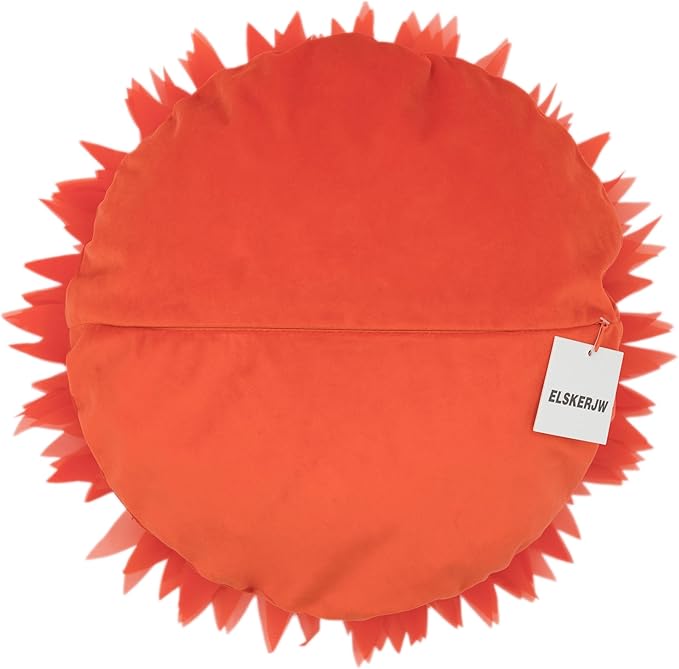 Handmade 3D Flower Round Velvet Throw Pillows Aesthetic Decorative Sunflower Accent Pillows Cute Soft Floral Cushion for Couch Bed Chair Car Living Room Bedroom Home Decor 12Inch Orange Red