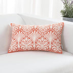 HWY 50 Pink Decorative Lumbar Pillow Cover Rectangle 12x20 Inch (1 Piece), Embroidered Cotton Farmhouse Cushion Cover Pillow Case for Sofa Couch Living Room Bed, Minimalist Floral