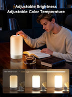RGBICWW Smart Table Lamp, Touch Bedside Lamp with App Control, LED Desk Lamp with Music Sync, 30+ Scenes & 16M Colors, Smart Lamps for Bedroom Living Room Gaming Dimmable Night Light, Grey