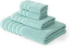 Modern Threads Organic Vines 6-Piece 100% Cotton Towel Set – Yarn Dyed Jacquard & Solid – Includes 2 Bath Towels, 2 Hand Towels, 2 Washcloths – Absorbent, Quick Dry, Soft & Durable – Aqua (Pack of 8)