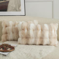 MANDIOO Pack of 2 Thick Plush Wool Decorative Throw Pillow Covers Super Soft Wave Bubble Fur Velvet Cushion Covers Pillow Shams for Couch Bed Living Room 12x20 Inch White Beige