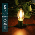 LUCKY TL 1000 FT C9/E17 Christmas Light Sockets Set Spool, Green SPT-1 Wire, 12 Inch Spacing, C9 Outdoor String Lights, UL Listed