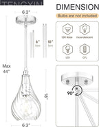TENGXIN 2 Pack Pendant Lights Kitchen Island,Brushed Nickel Finished Striped Glass Hanging Pendant Light,Farmhouse Pendant Light for Dining Room,Bedroom,6 Inch