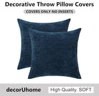 decorUhome Chenille Poseidon Throw Pillow Covers 24x24 Inch Set of 2, Decorative Soft Couch Pillow Covers Solid Dyed Accent Velvet Farmhouse Neutral Square Pillow Cases for Sofa Bed Living Room