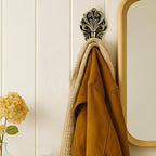 Solid Brass Wall Hooks 2 Pack – Heavy-Duty Decorative Coat Hooks with Antique Floral Design, Rustproof Hangers for Bathroom, Entryway, Bedroom, Closet