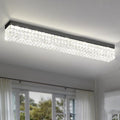 L48 Rectangular Chandelier Flush Mount Rectangle Chandelier Modern K9 Crystal Chandeliers Light Fixture for Dining Room Bedroom Bar Black Crystal Ceiling Lights