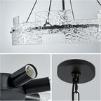 XINGQI Black Chandeliers for Dining Room Modern 8-Light Glass Farmhouse Pendant Lighting Fixtures Round Chandelier for Kitchen Island Living Room Entryway