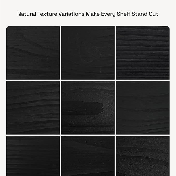 BAOBAB WORKSHOP Solid Wood Floating Shelves for Wall 20 Inch Wide, Wooden Bathroom Shelves for Room Wall, Heavy Duty Shelf Mounted Kitchen Bedroom Rustic Farmhouse, Black Shelf, 20W × 6.7D, Set of 2