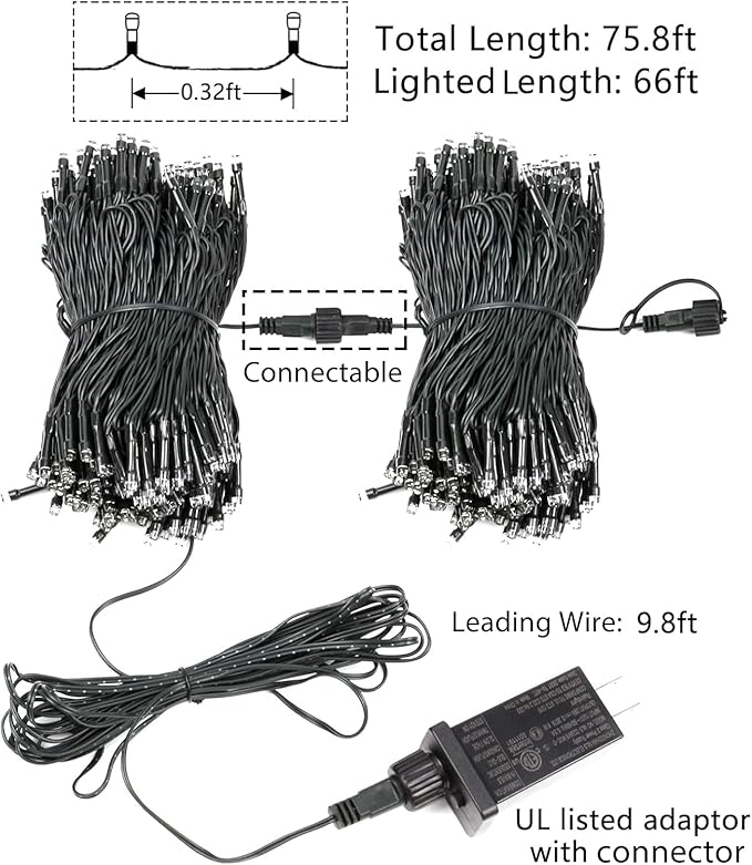 YIQU Orange 82FT 200 LED Extendable Halloween Lights for Outdoor/Indoor, 8 Lighting Modes Plug in String Lights for Halloween Decorations Bedroom Party Decor Room Garden Patio Tree (Orange)
