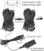 200 LED Red White and Blue Christmas String Lights Outdoor Indoor, 75.8 FT 4th of July Patriotic Lights, Extendable Green Wire Waterproof Mini light for Independence Day Memorial Day Party Decorations