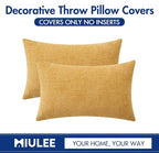 MIULEE Pack of 2 Couch Throw Pillow Covers 12x20 Inch Soft Gold Chenille Pillow Covers for Sofa Living Room Solid Dyed Pillow Cases