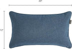 Outdoor Lumbar Pillows Water Resistant 12x20 inch,Decorative Throw Pillow Set of 2 with Insert,Hidden Zipper Headrests for Patio Furniture Sofa Couch Chair(Denim Blue)