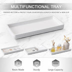Resin Bathroom Toothbrush Holder Set, Matte White Bathroom Accessories Set 4 Pcs, Bathroom Tumbler Cup Tooth Brushing Cup Set with Tray, for Sink Countertop Modern Home Decor