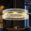 Modern Crystal Chandeliers for Living Room, 40 Inch Large Gold Crystal Chandeliers for Dining Room, Luxury LED Round Foyer Chandelier for High Ceiling Entryway Brass Chandelier Pendant Ceiling Light