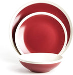Rock Ridge Speckled Stoneware Dinnerware Set (18pc Set, Garnet and Ivory)
