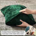 PHF Truly Velvet Pillowcases King Size, No Insert, 2 Pack Ultra Soft Breathable Pillow Shams Covers with Envelope Closure, 20" X 36" Luxury Cozy Warm Fuzzy Flannel, Emerald Green