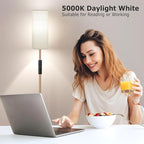 Ambimall 64'' Floor Lamps for Living Room with Remote Control and Stepless Dimmable Colors Temperature & Brightness, 9W Bulb Included(Beige Lampshade & Brown Pole)