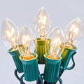 100FT C7 Christmas String Lights Outdoor UL Listed Vintage Christmas Lights Hanging for Christmas Tree Garden Patio Backyard Cafe Party Room Xmas Decoration, Green Wire, 100 Bulbs, Not Connectable