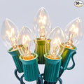 50FT C7 String Lights Outdoor UL Listed Vintage Hanging C7 Christmas Lights for Christmas Tree Garden Patio Backyard Cafe Party Room Xmas Decoration, Green Wire, 50 + 2 Spare Bulbs