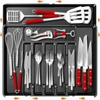 Large Silverware Organizer, Expandable BPA Free Kitchen Silverware Drawer Organizer, 9 Slots Cutlery Utensil Tray with Dividers, Adjustable Flatware Storage Holder for Spoons Forks Knives