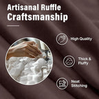 Seasonwood Brown Shower Curtains for Bathroom Dark Brown Ruffle Shower Curtain with Natural Buttons Farmhouse Style Microfiber Fabric Shower Curtains (Brown)