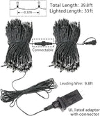 Upgraded 33 FT 100 LED Christmas Lights Outdoor Indoor, Extendable Waterproof White String Lights with Memory Function & Timer & 8 Modes Green Wire for Xmas Tree Holiday Party Garden Decor(Cool White)