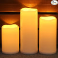 NURADA Large Outdoor Solar Candles Waterproof - 6" 8" 10" x 4" Rechargeable Solar Powered Flameless LED Pillar Flickering Candle for Patio Porch Lanterns Decor - Ivory White Set of 3