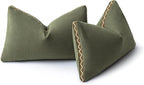 Olive Green Linen Cotton Throw Pillow Covers 12x20 Inch Set of 2, Modern Boho Aesthetic Accent Pillow Cases with Woven Flange for Couch Sofa Bed Room Earthy Tone Home Decor