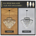 Large Crystal Chandeliers 23 Lights 36" Modern Black Luxury Chandelier for Foyer Staircase Chandeliers 6 Tiers Round K9 Ceiling Pendant Lighting Fixture for Living Dining Room