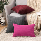 MIULEE Winter Pack of 2 Corduroy Pillow Covers 12 x 20 Inch Lumbar Christmas Throw Pillow Covers Burgundy Pillowcases for Sofa Bedroom Couch