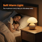 NIORSUN Wireless Mushroom Lamp,Table Lamp for Bedroom, Portables Cordless Lamps,Wireless lamp,Small Bedside Table Touch Lamps for Living Room,Mini Mushroom 5200mAh Battery Operated Lamp Modern (White)